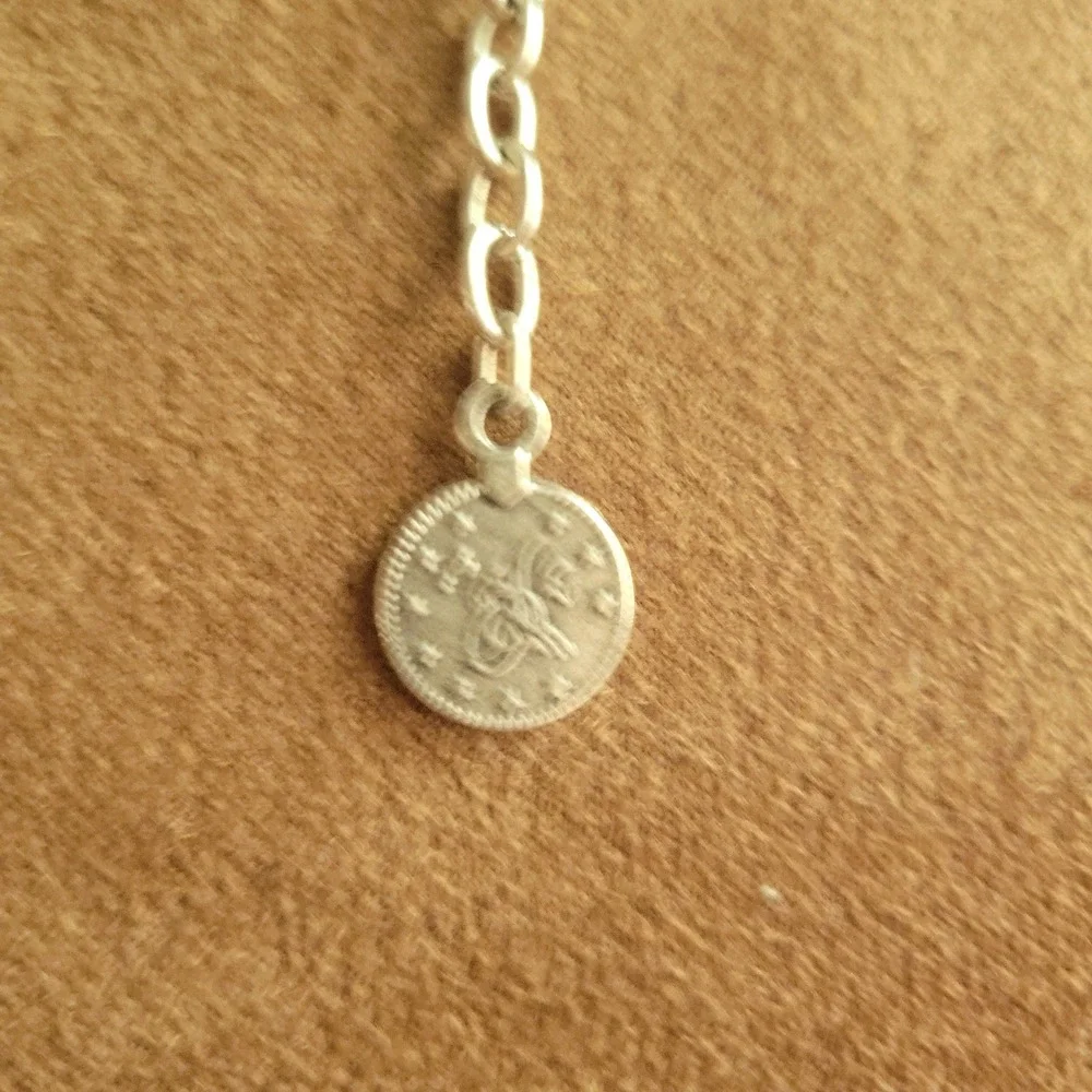 Silver Tone Tribal Triangle Charm Coin Choker Necklace Adjustable Size EthnoCore